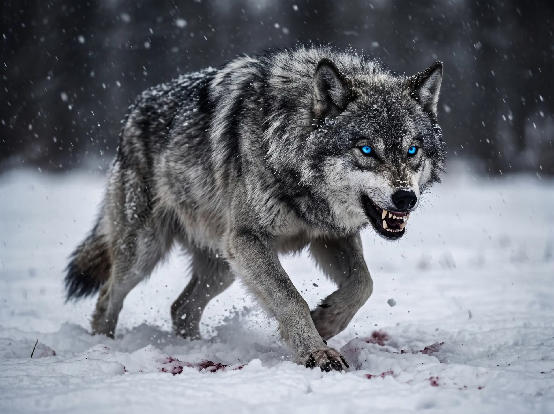 Lobo solitário na neve